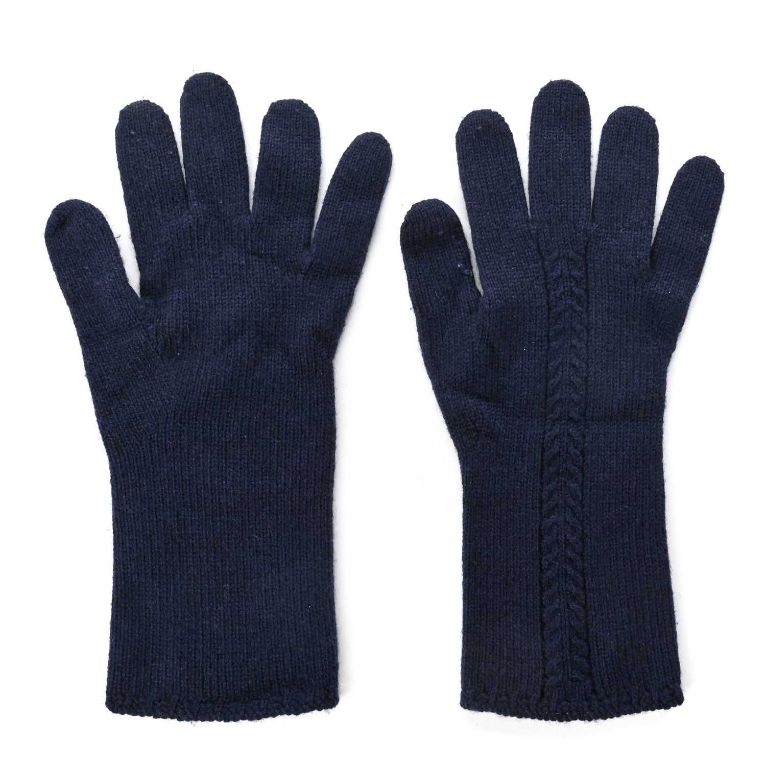 Chanel Cashmere Knit CC Gloves Blue 2 of 3