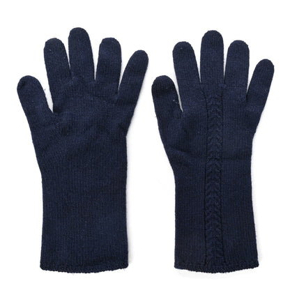 Chanel Cashmere Knit CC Gloves Blue 2 of 3