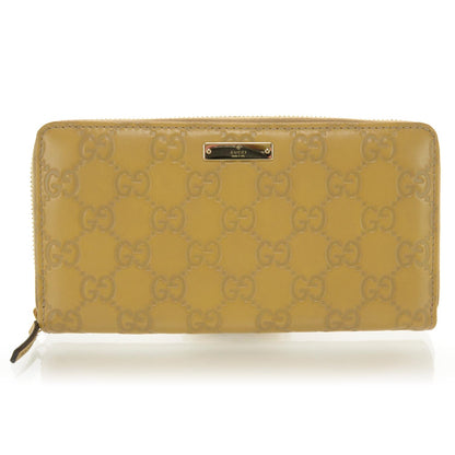 Gucci Guccissima Metal Bar Zip Around Wallet Tan 1 of 9