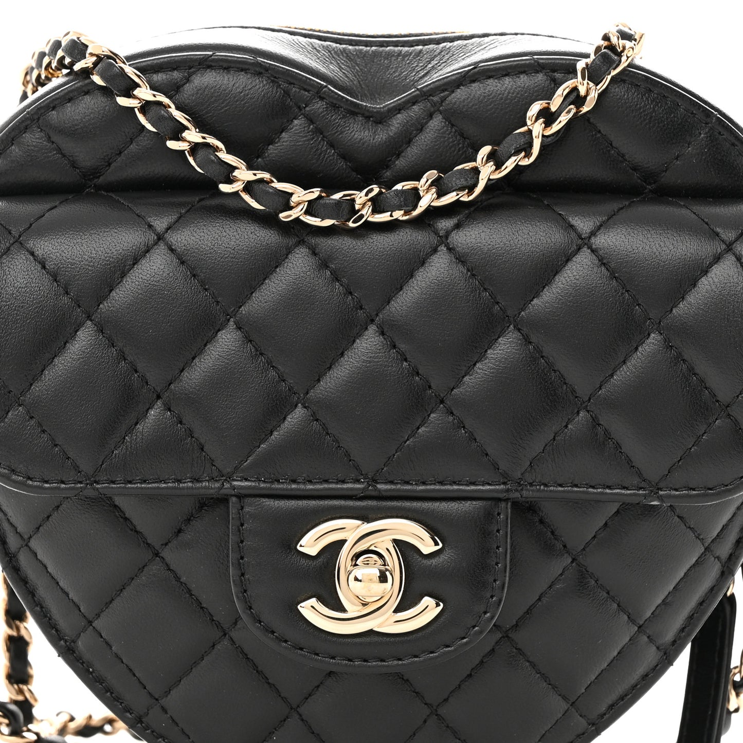 Lambskin Quilted CC In Love Heart Bag Black