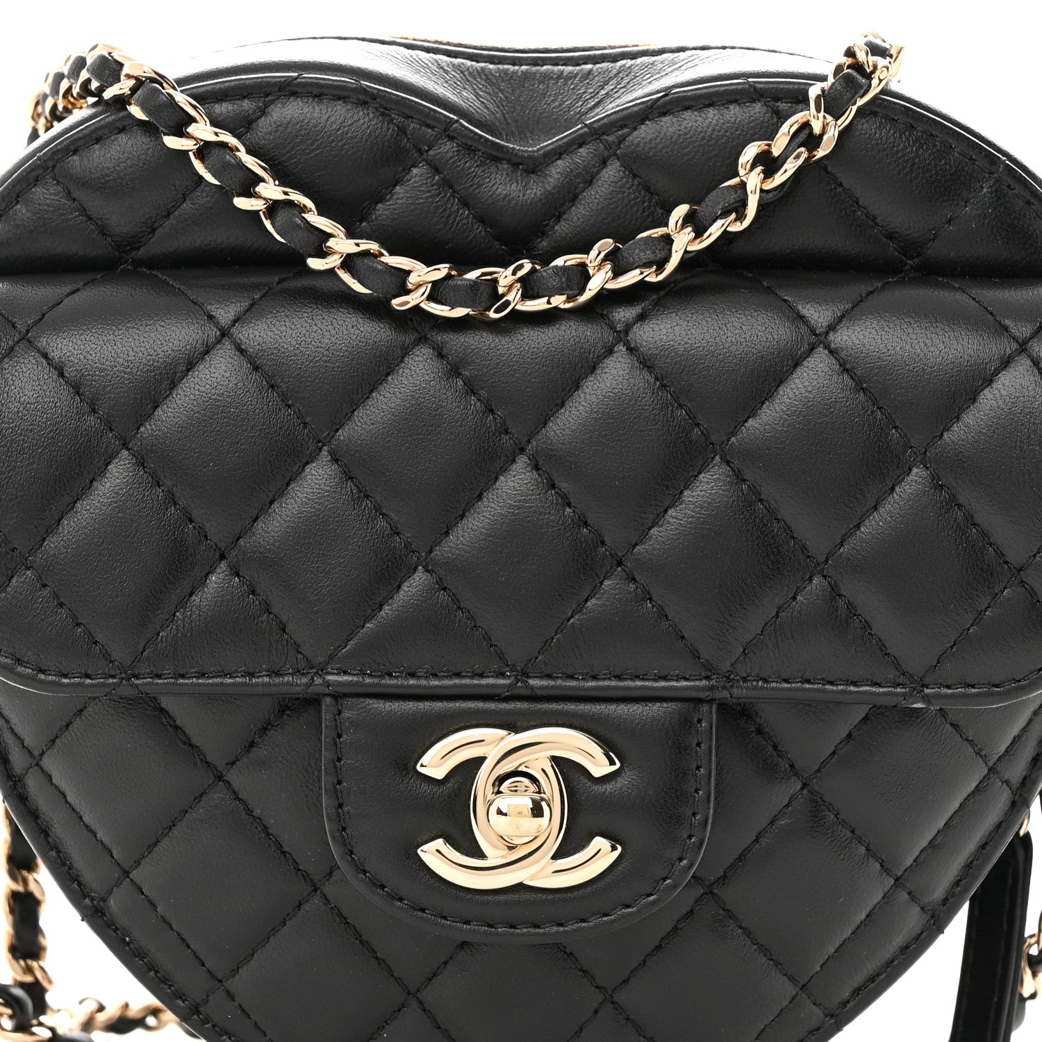 Chanel Lambskin Quilted CC In Love Heart Bag Black 8 of 10