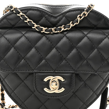 Chanel Lambskin Quilted CC In Love Heart Bag Black 8 of 10