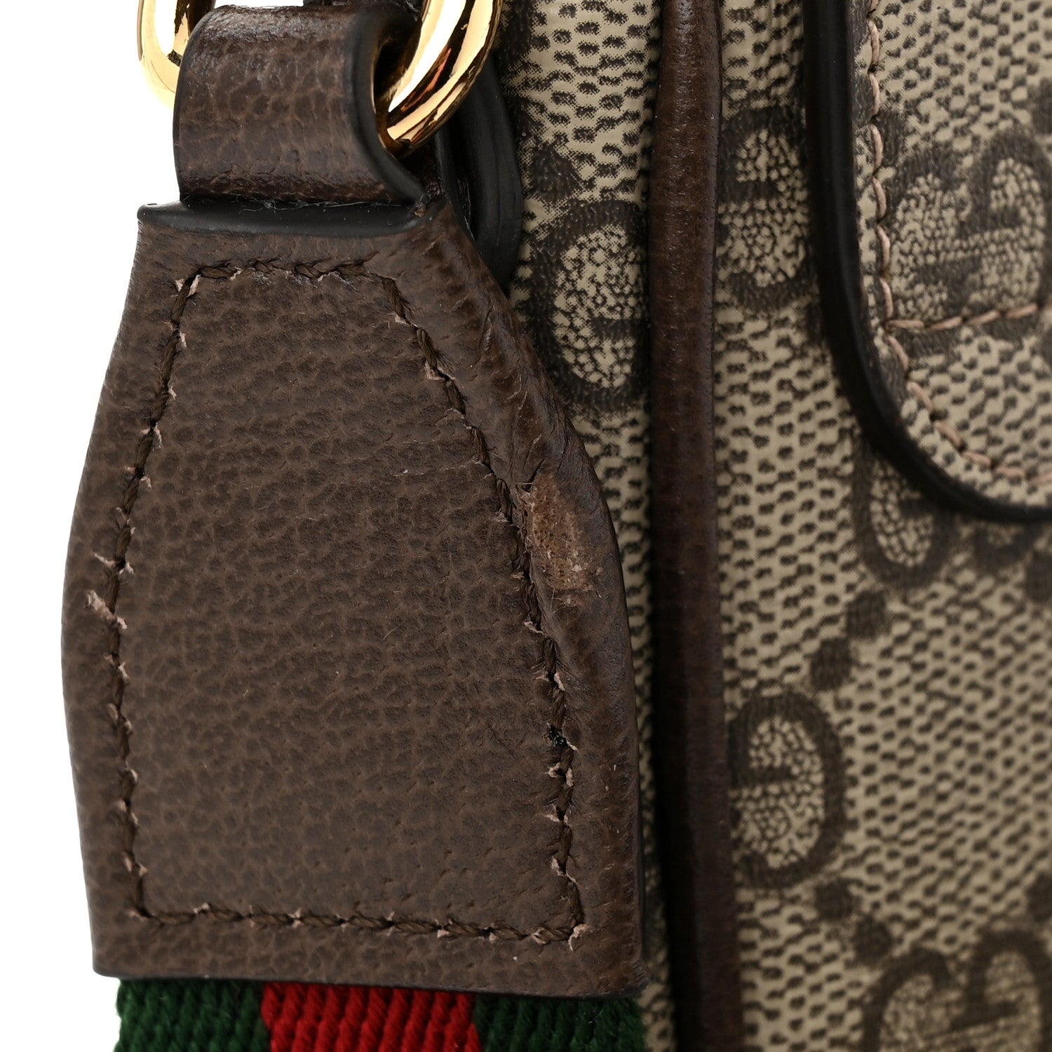 Gucci GG Supreme Monogram Textured Dollar Calfskin Web Mini Ophidia Envelope Shoulder Bag Beige Ebony 10 of 10