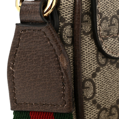 Gucci GG Supreme Monogram Textured Dollar Calfskin Web Mini Ophidia Envelope Shoulder Bag Beige Ebony 10 of 10