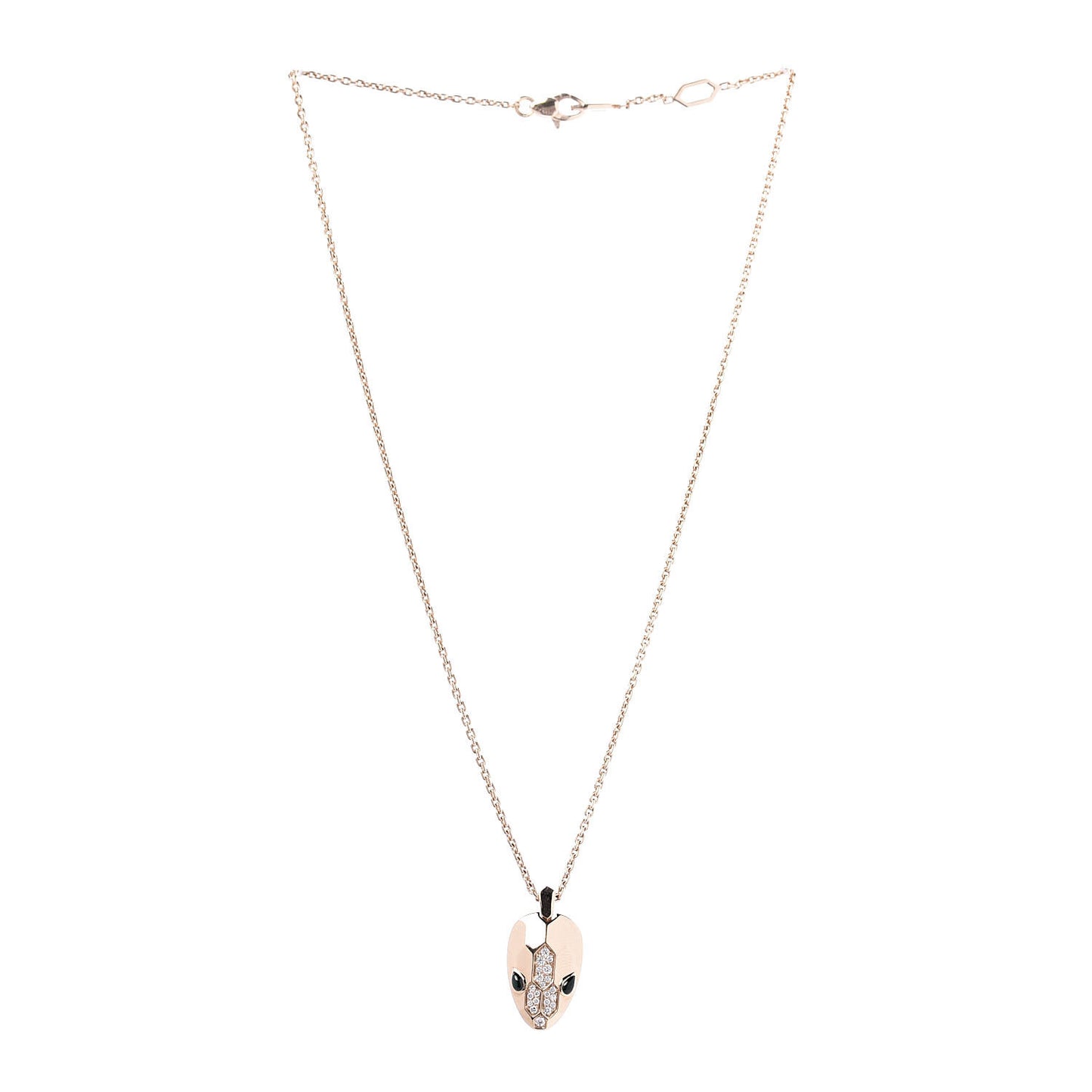 18K Rose Gold Diamond Onyx Serpenti Seduttori Pendant Necklace