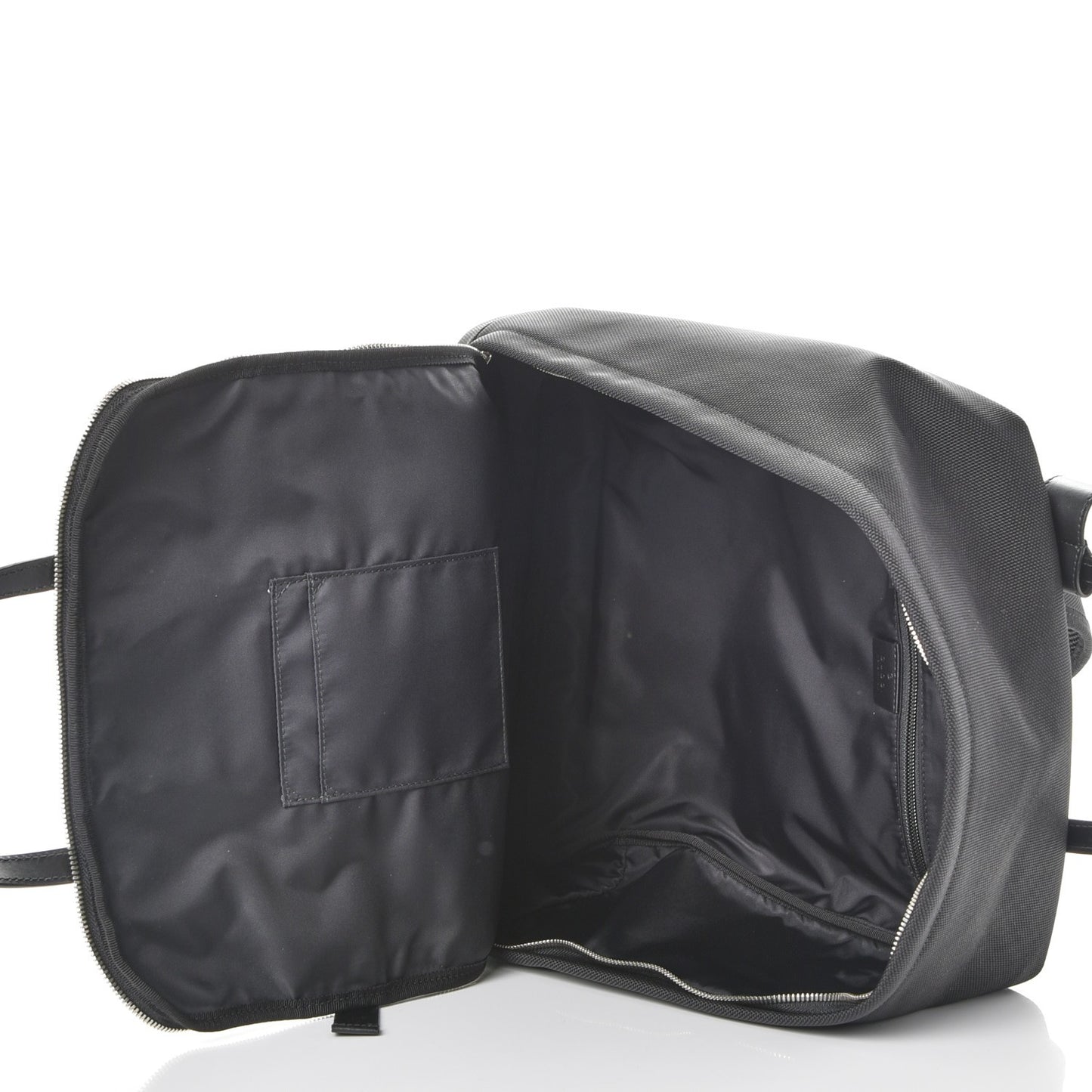 Techno Canvas Appia Calfskin Web Tote Backpack Black
