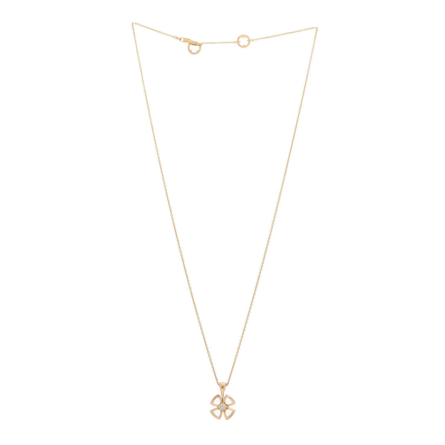 18K Rose Gold Diamond Fiorever Pendant Necklace