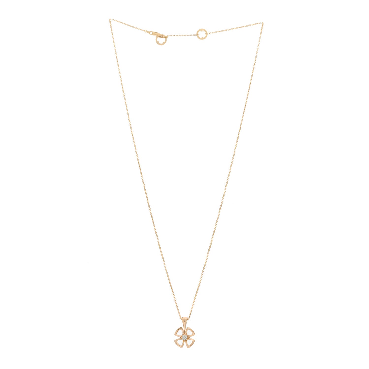 Bulgari 18K Rose Gold Diamond Fiorever Pendant Necklace 3 of 8