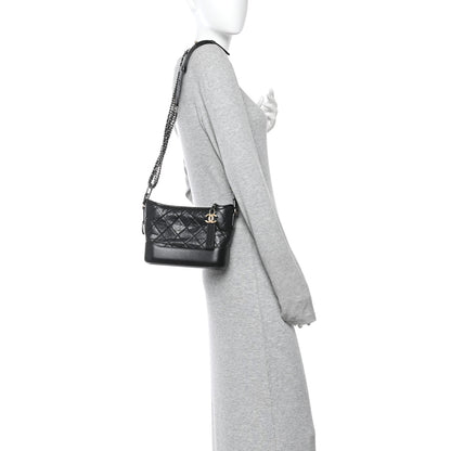 Chanel Aged Calfskin Quilted Small Gabrielle Hobo Black 2 of 13