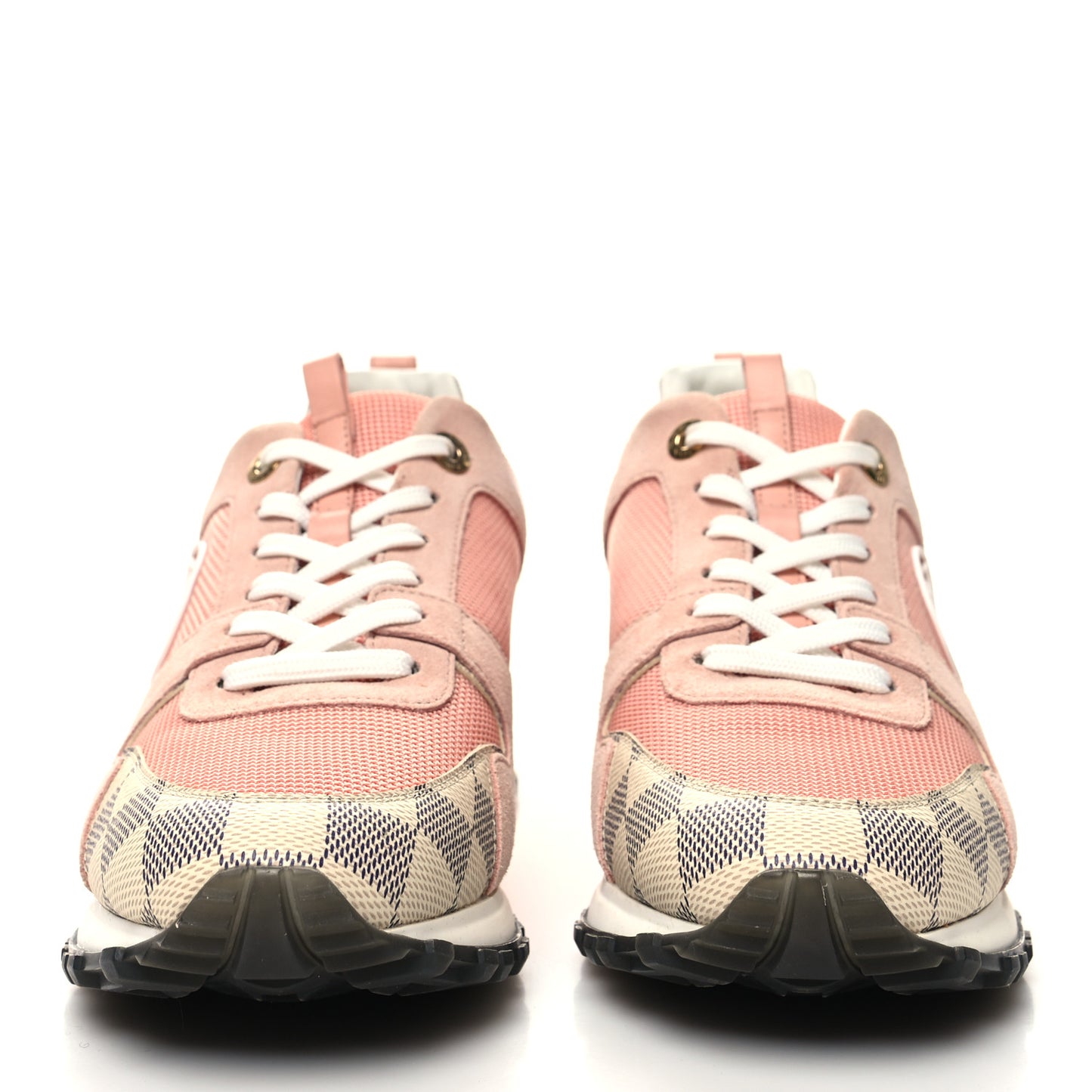 Suede Damier Azur Run Away Sneakers 40 Pink