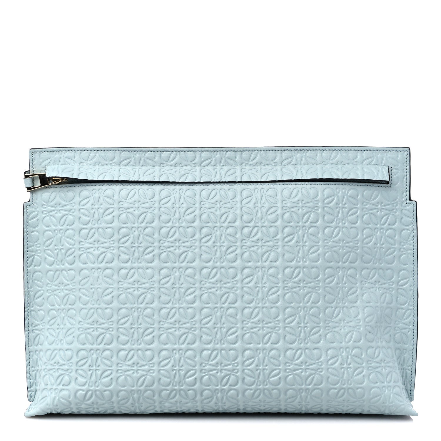 Loewe Calfskin Embossed Repeat T Pouch Light Blue 1 of 8