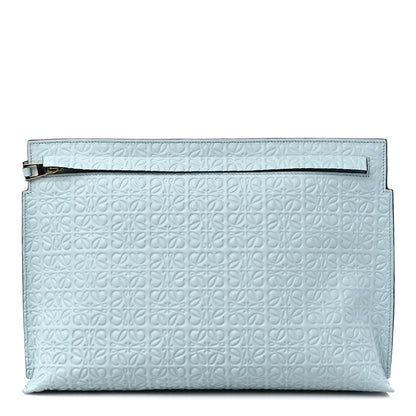 Loewe Calfskin Embossed Repeat T Pouch Light Blue 1 of 8