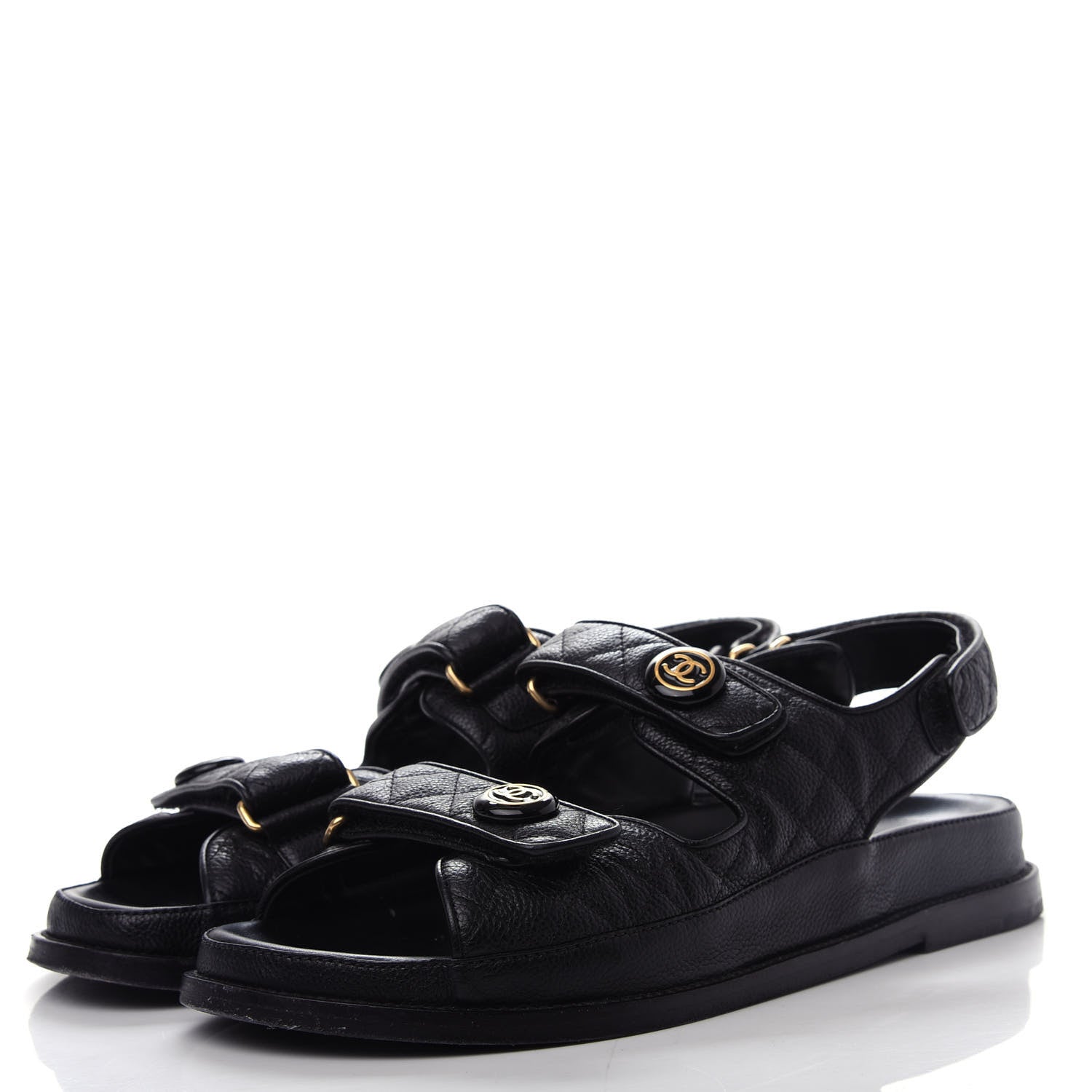 Chanel Grained Calfskin Velcro Dad Sandals 41 Black 3 of 11
