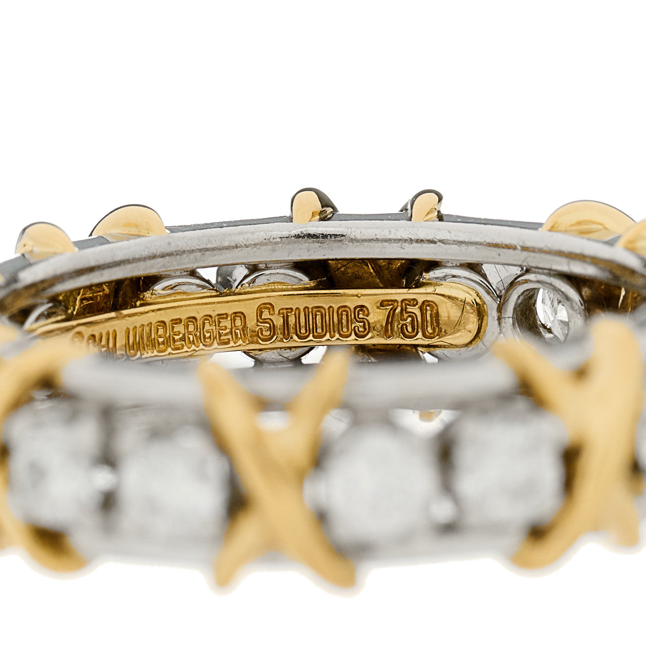 Platinum 18K Yellow Gold Diamond Schlumberger Sixteen Stone Ring 54/6.75
