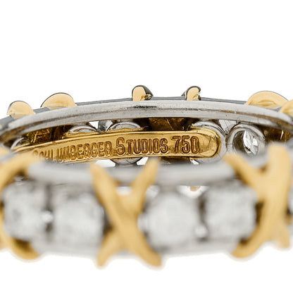 Tiffany Platinum 18K Yellow Gold Diamond Schlumberger Sixteen Stone Ring 54/6.75 6 of 7