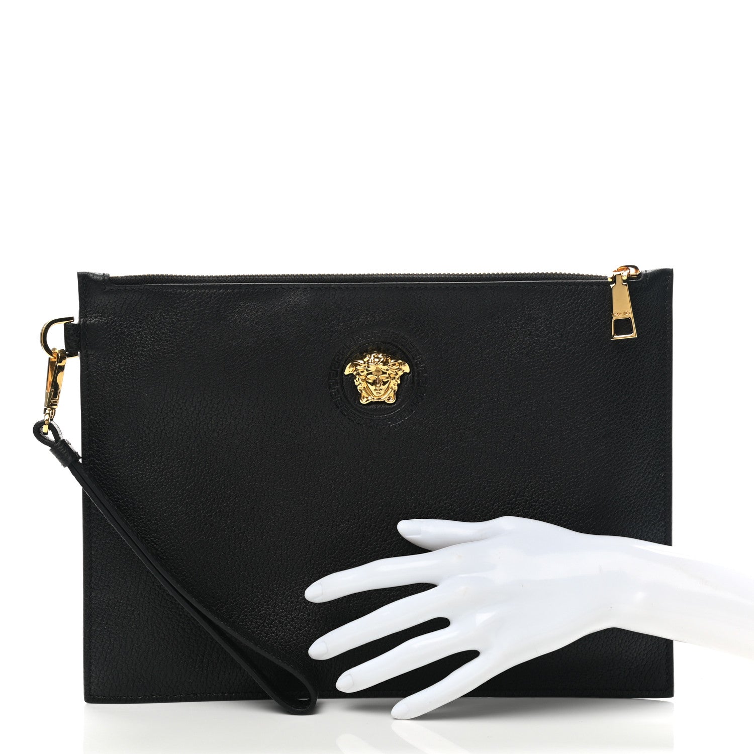 Versace Grained Calfskin La Medusa Pouch Black 2 of 10