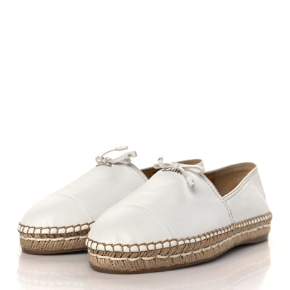 Prada Nappa Logo Cap Toe 20mm Espadrilles 38.5 White 2 of 8
