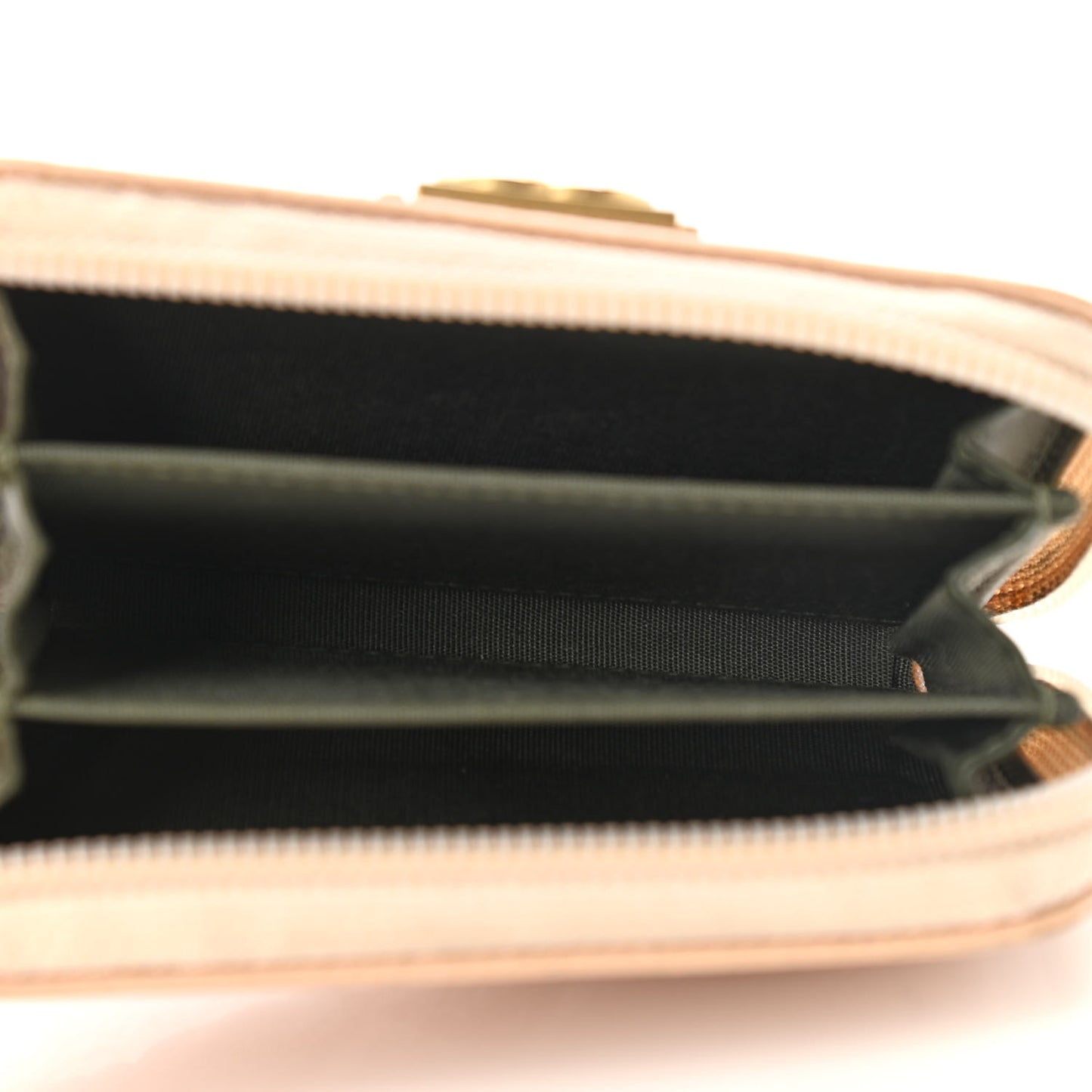 Caviar Quilted Boy Zip Around Coin Purse Wallet Beige Clair