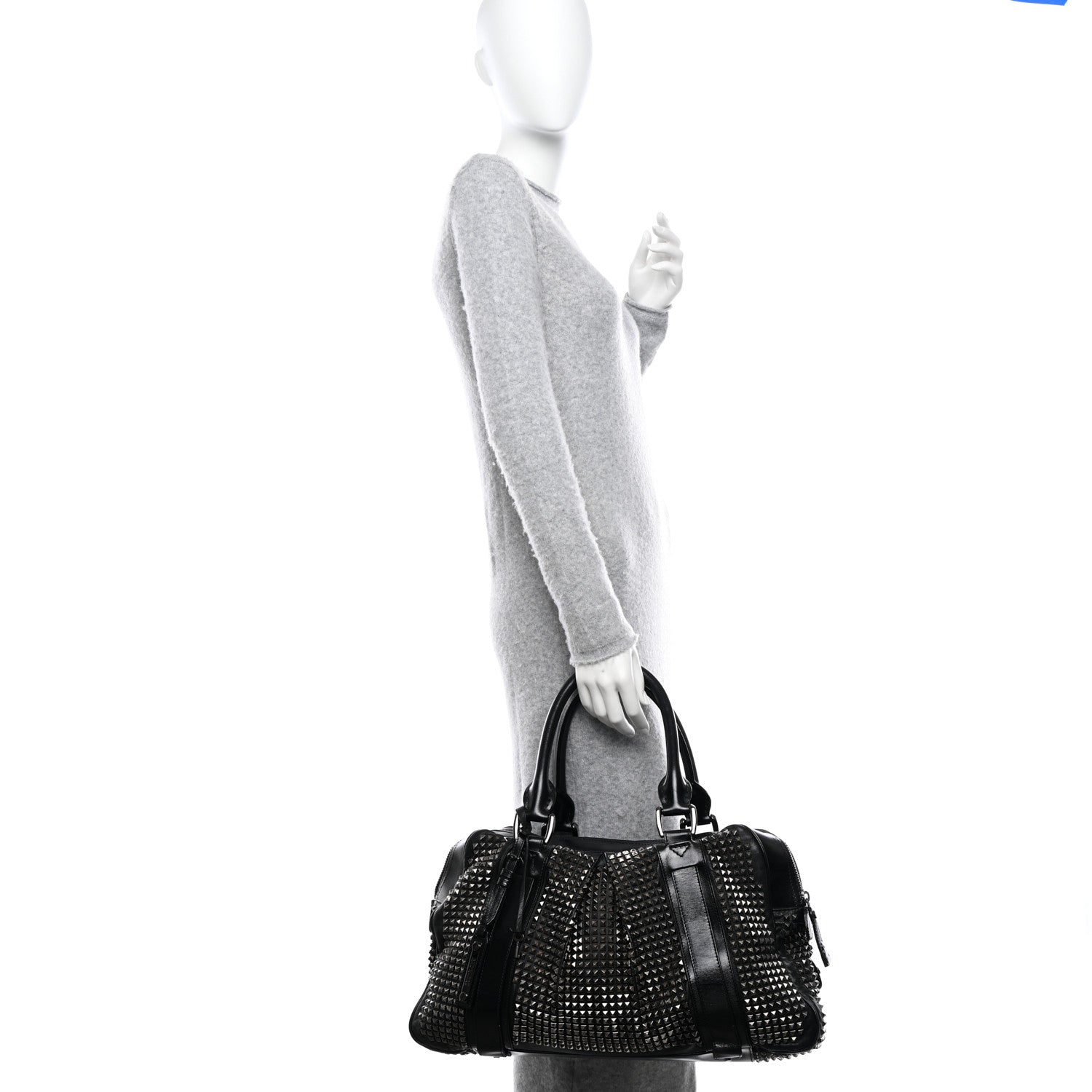 Burberry Prorsum Calfskin Studded Knight Satchel Black 2 of 19