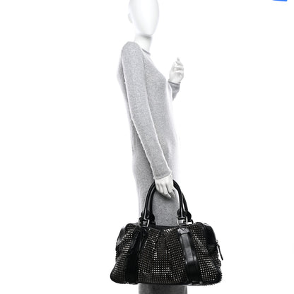 Burberry Prorsum Calfskin Studded Knight Satchel Black 2 of 19