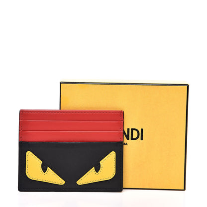 Fendi Vitello Century Monster Eyes Inlay Card Holder Black Giallo Rosso 9 of 9