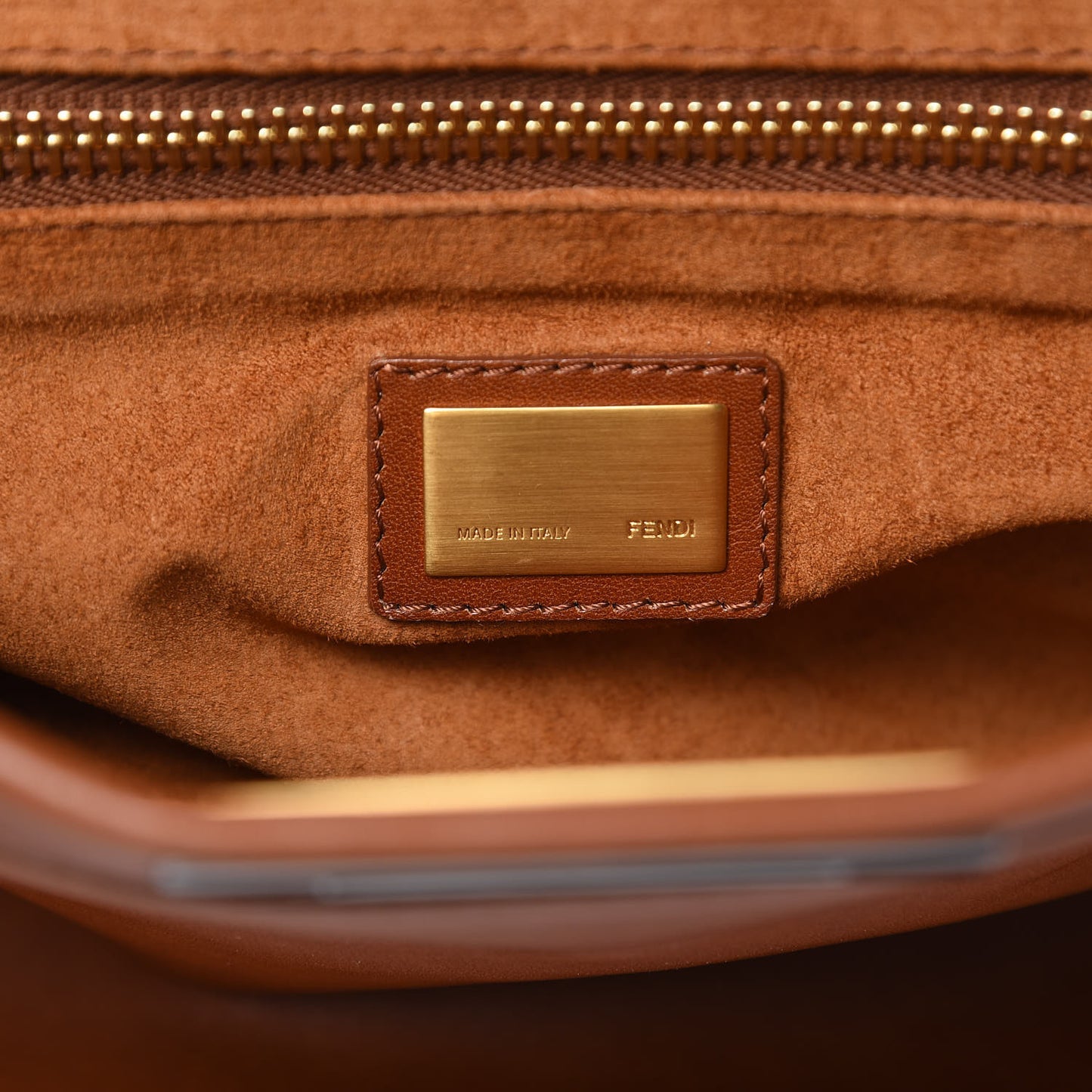 Vitello Suede Medium Peekaboo Iconic Satchel Cuoio Rame Moro