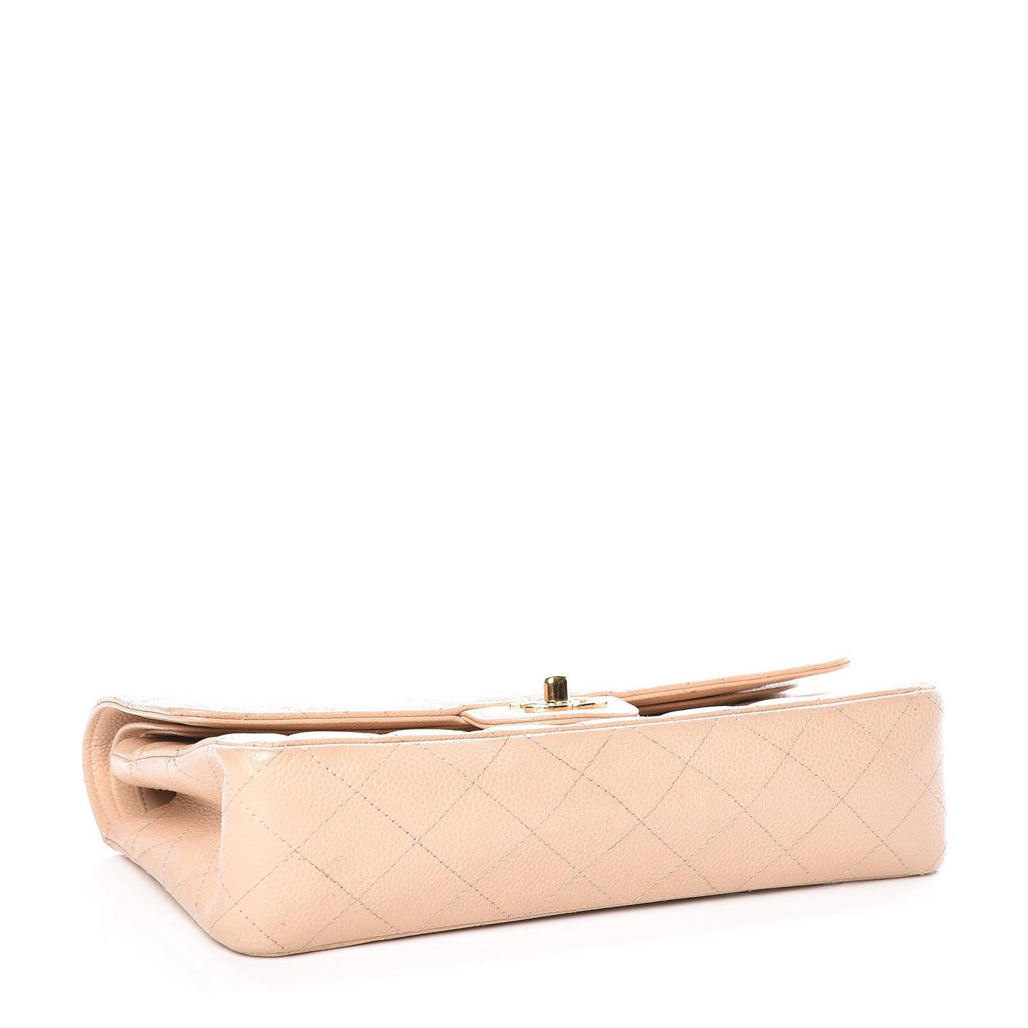 Caviar Quilted Medium Double Flap Beige Clair