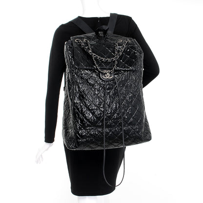 Chanel Distressed Patent Quilted Grocery By Shopping Trolley Black 2 of 7