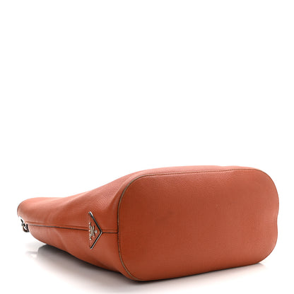 Prada Vitello Phenix Embossed Logo Shoulder Bag Papaya 4 of 14