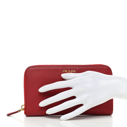 Prada Saffiano Metal Zip Around Wallet Peonia 2 of 11