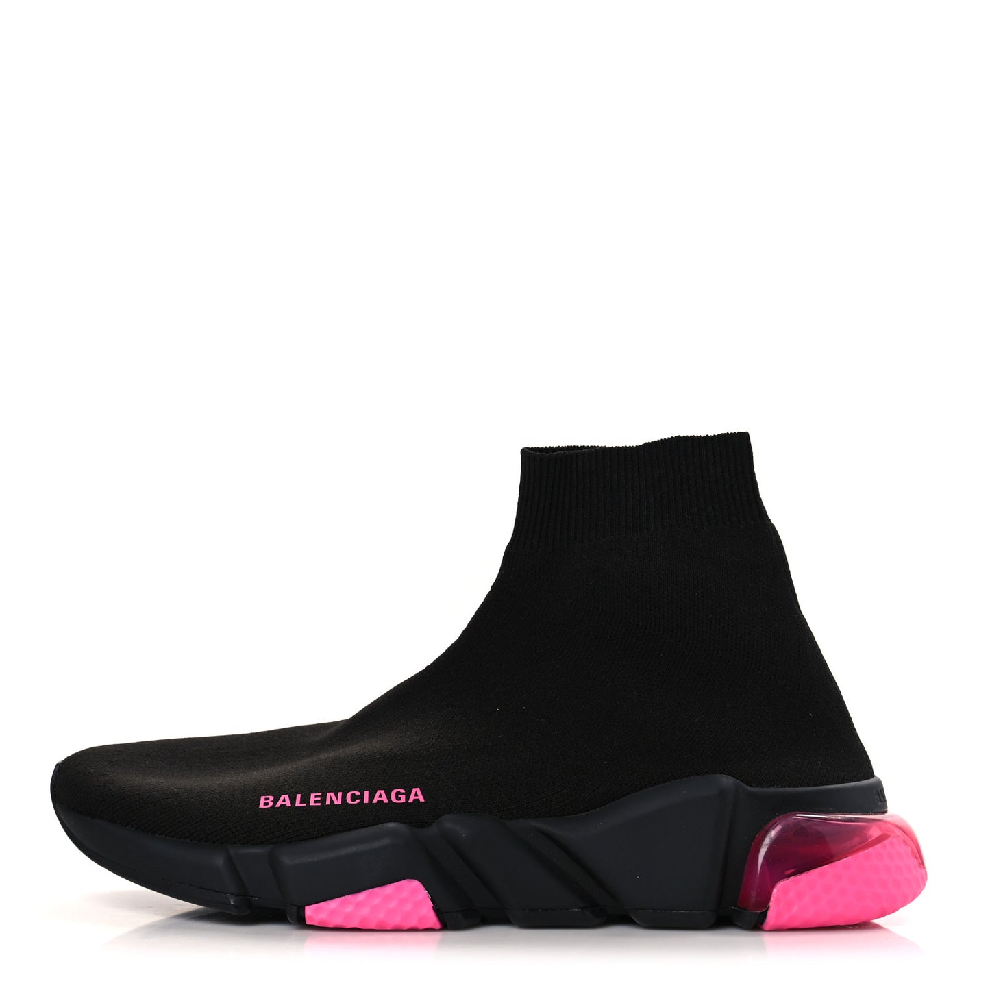 Neoprene Knit Womens Speed Clear Sole Sneakers 39 Black Pink Fluo