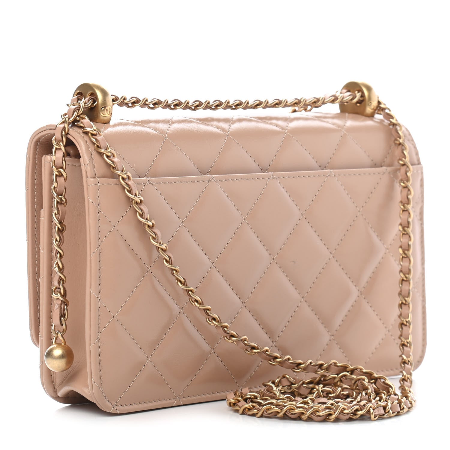 Chanel Calfskin Quilted Perfect Fit Wallet On Chain WOC Beige 3 of 10