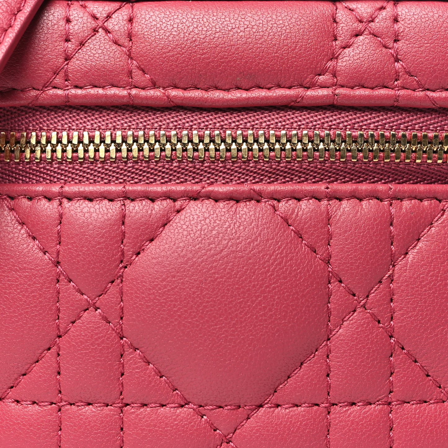 Lambskin Cannage Micro Vanity Case Strawberry Pink