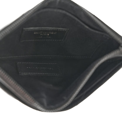 Saint Laurent Grain De Poudre Chevron Monogram Bill Pouch Black 5 of 8