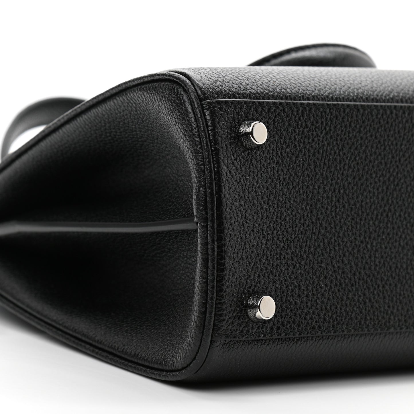 Grainy Calfskin Small Zumi Top Handle Bag Black