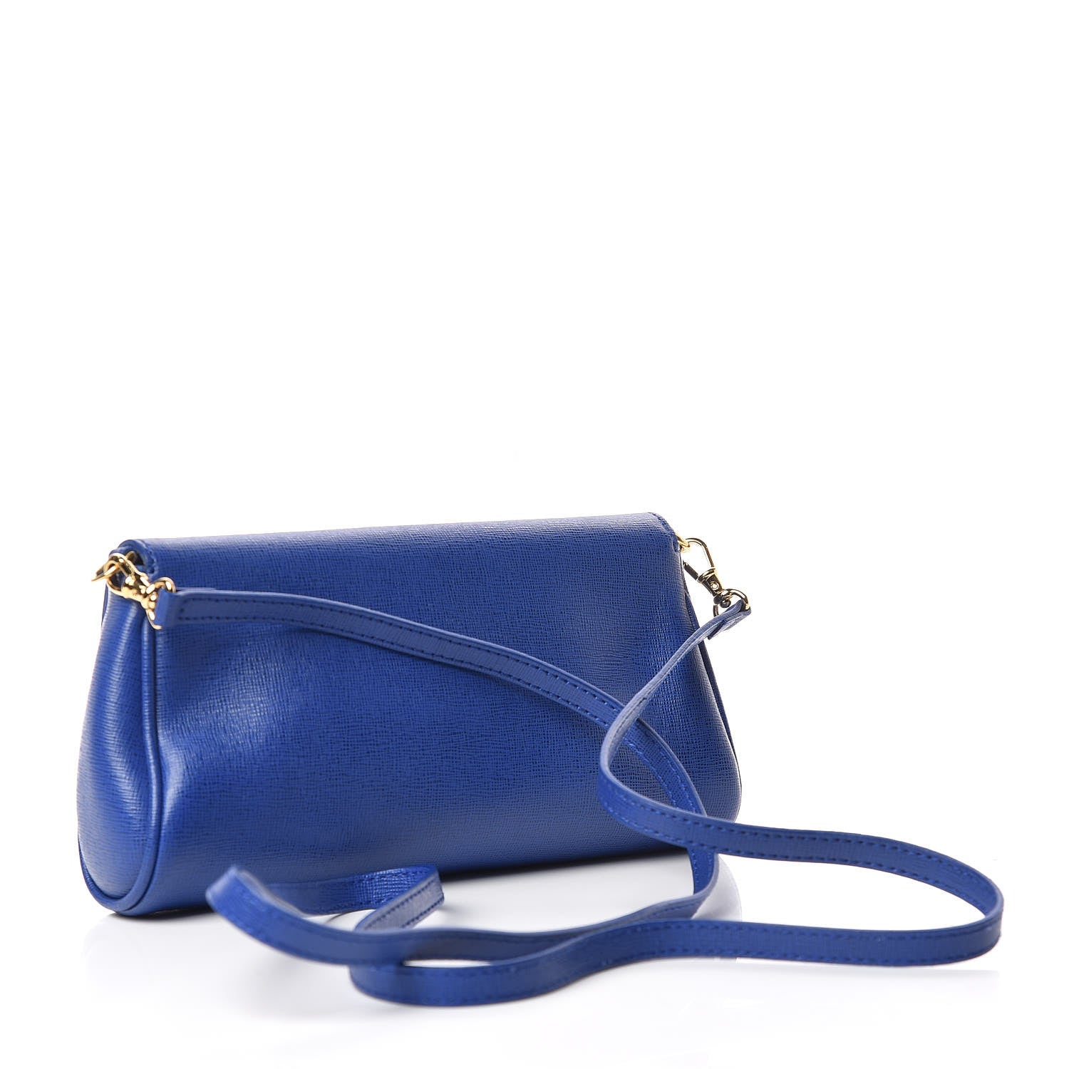 Fendi Vitello Elite Flap Crossbody Bag Blue Neon 3 of 10