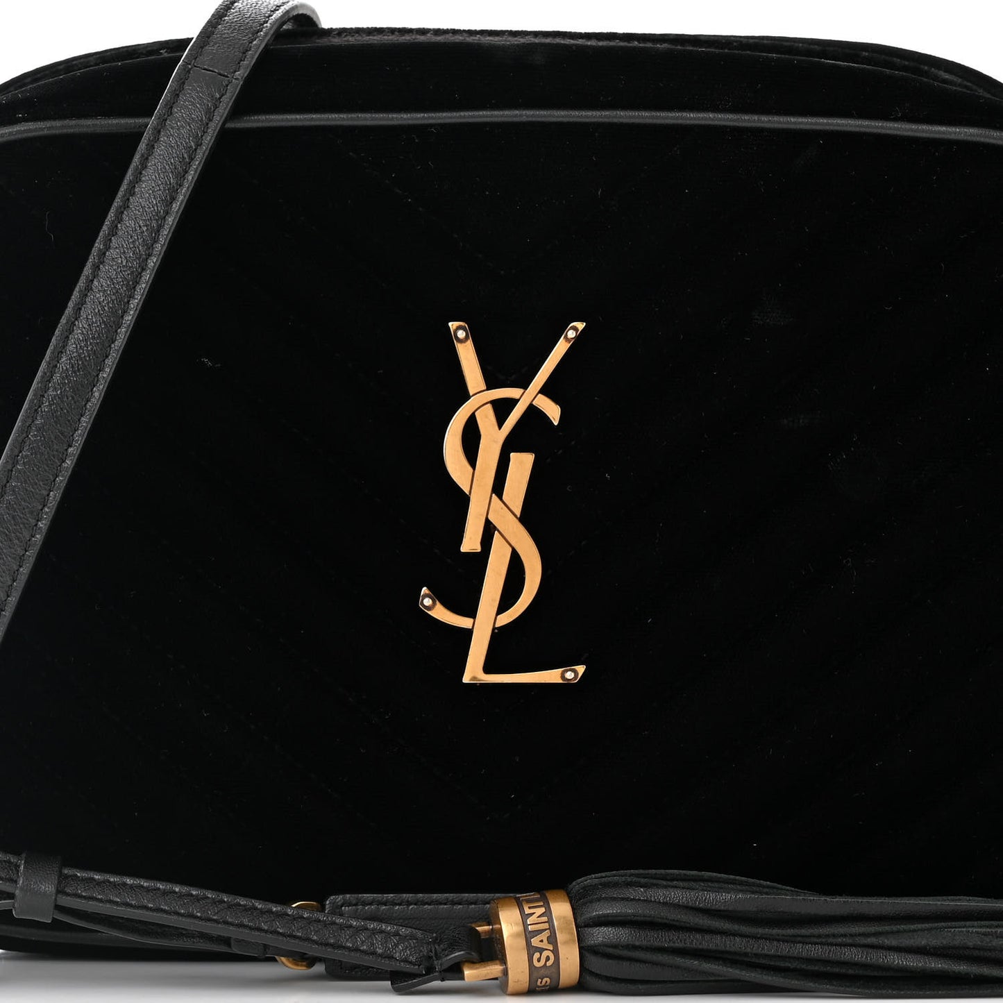 Velvet Matelasse Monogram Lou Camera Bag Black