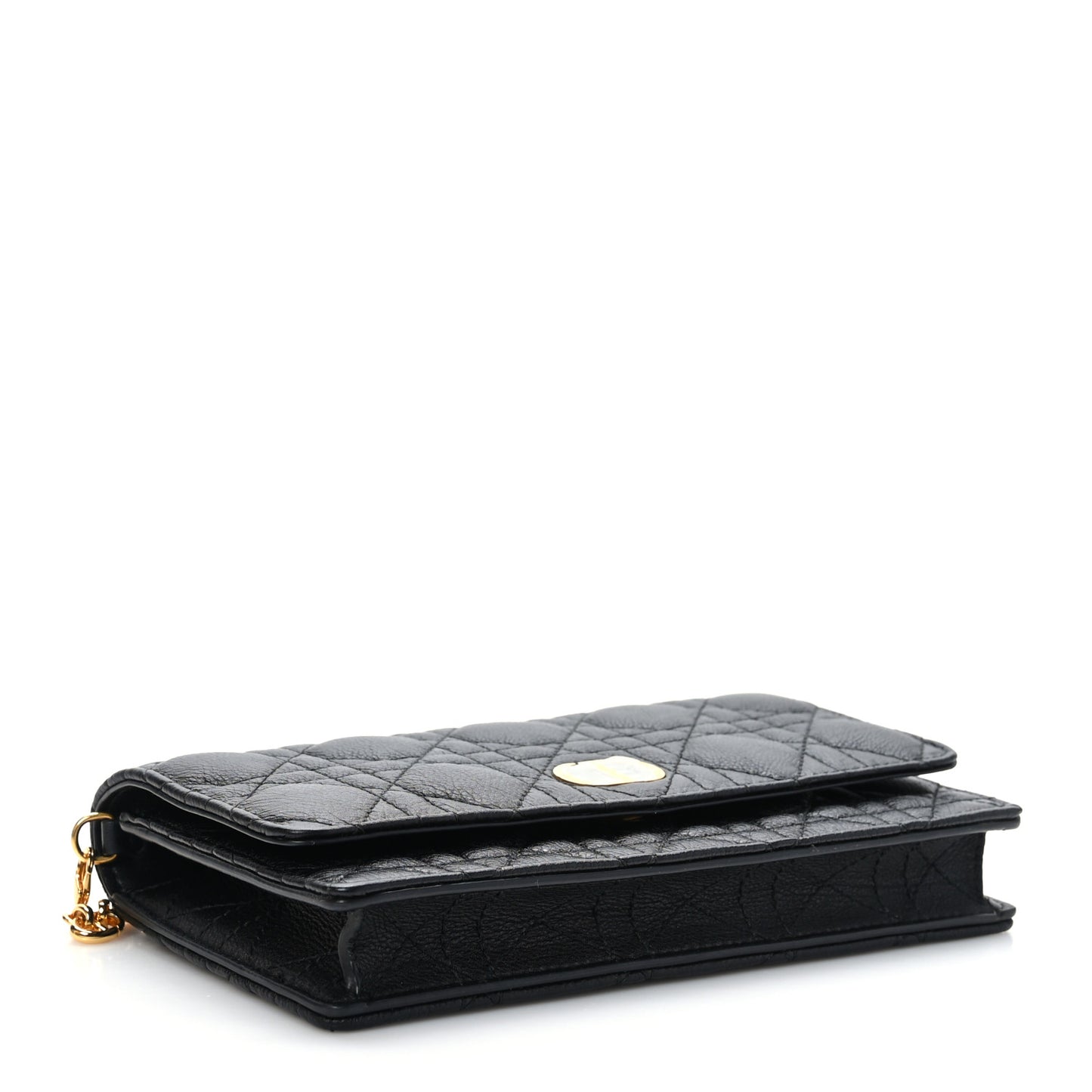 Supple Calfskin Caro Pouch with Chain Black