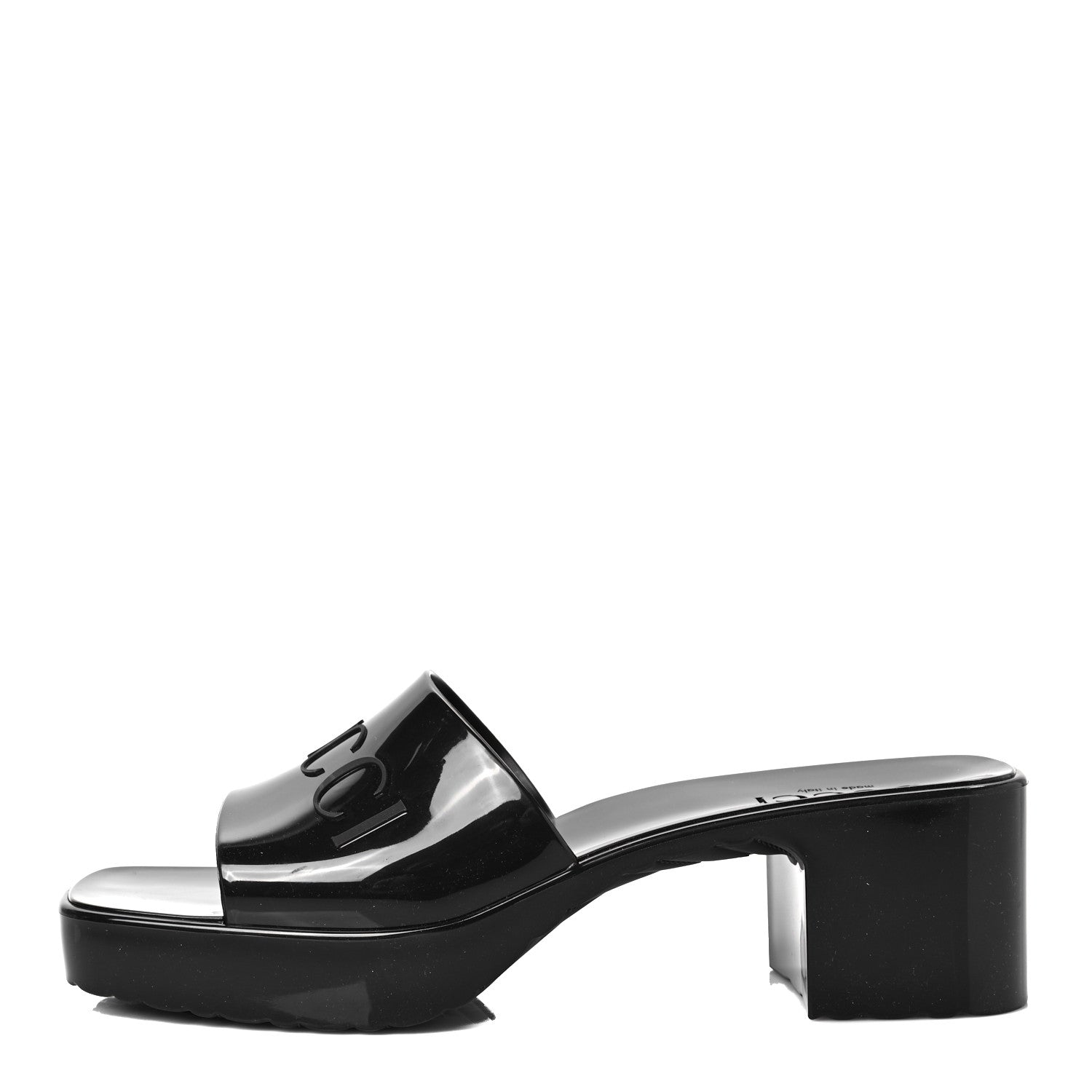 Gucci Rubber Gucci Logo Womens Platform 20/60mm Slide Sandals 38 Black 1 of 7
