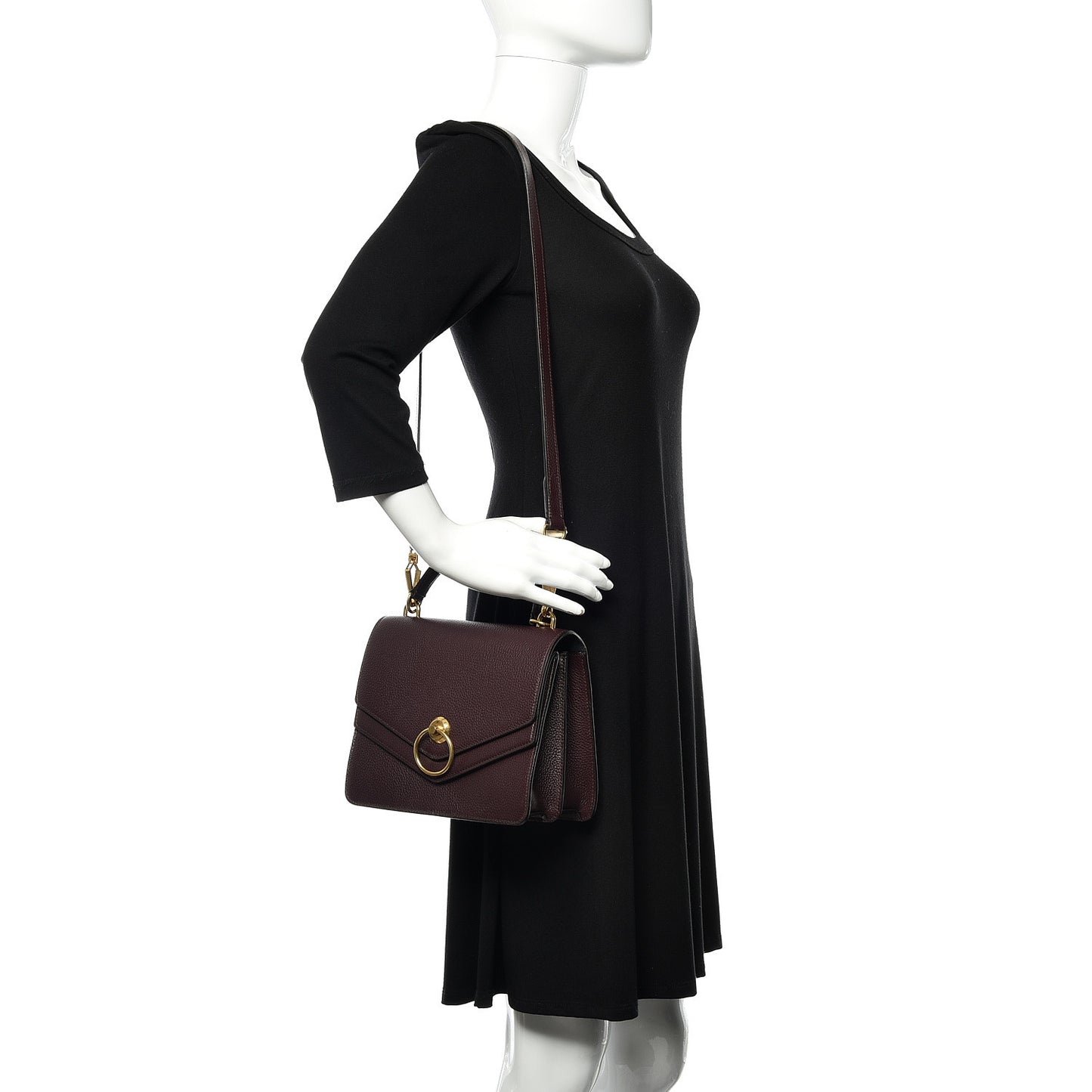 Small Classic Grain Harlow Satchel Oxblood