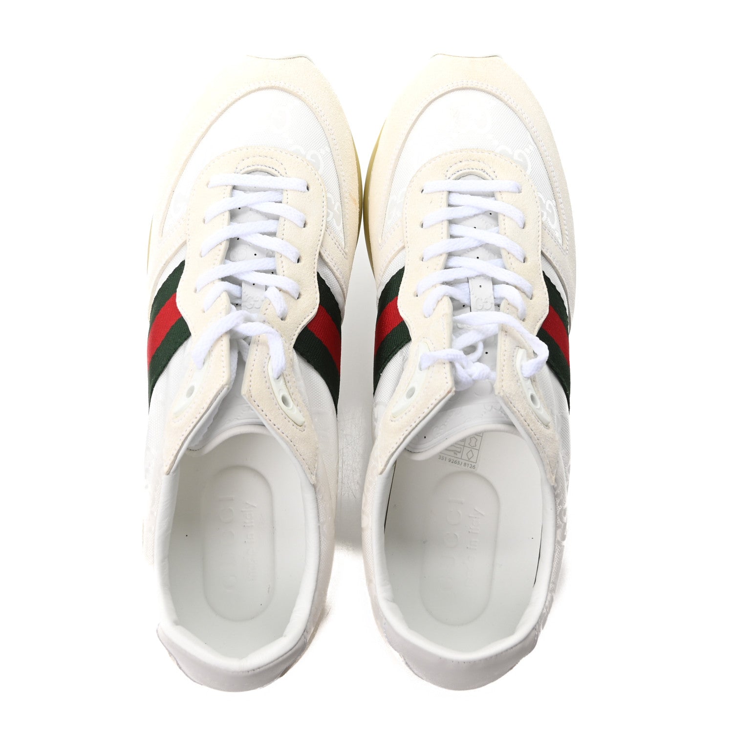 Gucci Suede Calfskin Mens Re-Web Sneakers 8 White 2 of 9