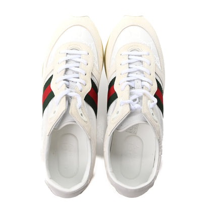 Gucci Suede Calfskin Mens Re-Web Sneakers 8 White 2 of 9
