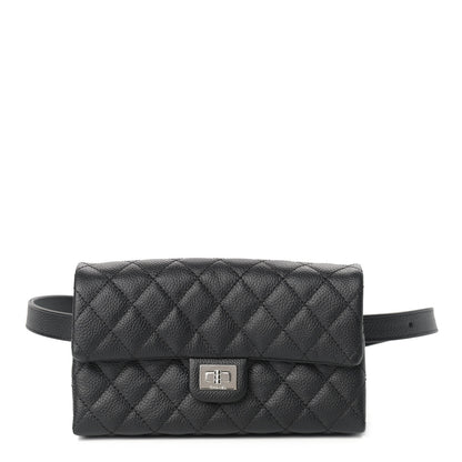Chanel Grained Calfskin Quilted 2.55 Reissue Flap Belt Bag Clutch Black 1 of 10