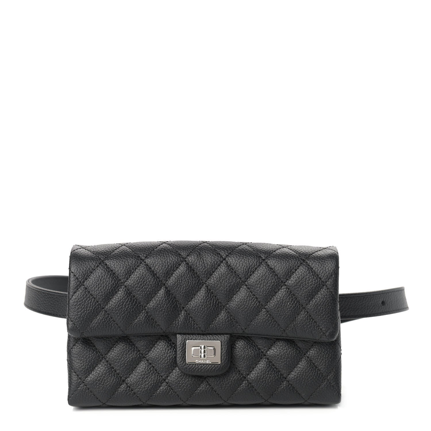 Chanel Grained Calfskin Quilted 2.55 Reissue Flap Belt Bag Clutch Black 1 of 10