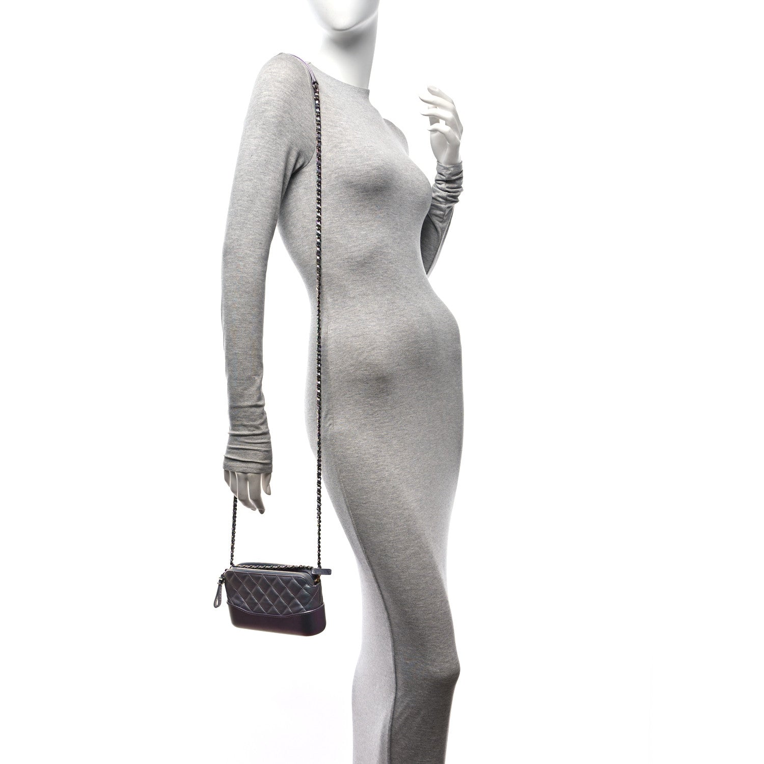 Chanel Iridescent Lambskin Calfskin Quilted Small Gabrielle Clutch With Chain Light Purple 2 of 11