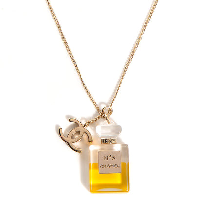Chanel N°5 Perfume CC Necklace Gold 1 of 5