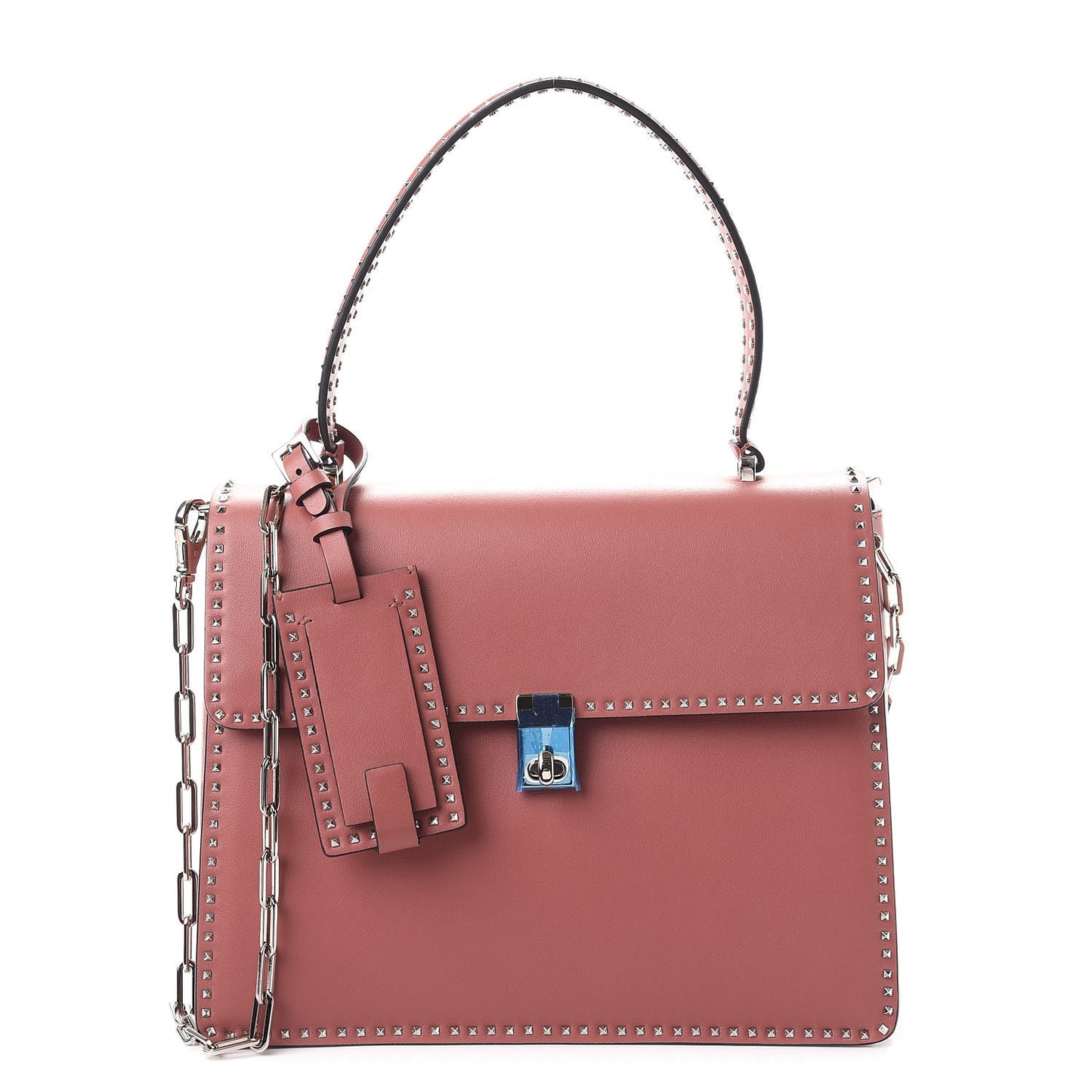 Vitello Rockstud Cabana Top Handle Bag Antique Rose