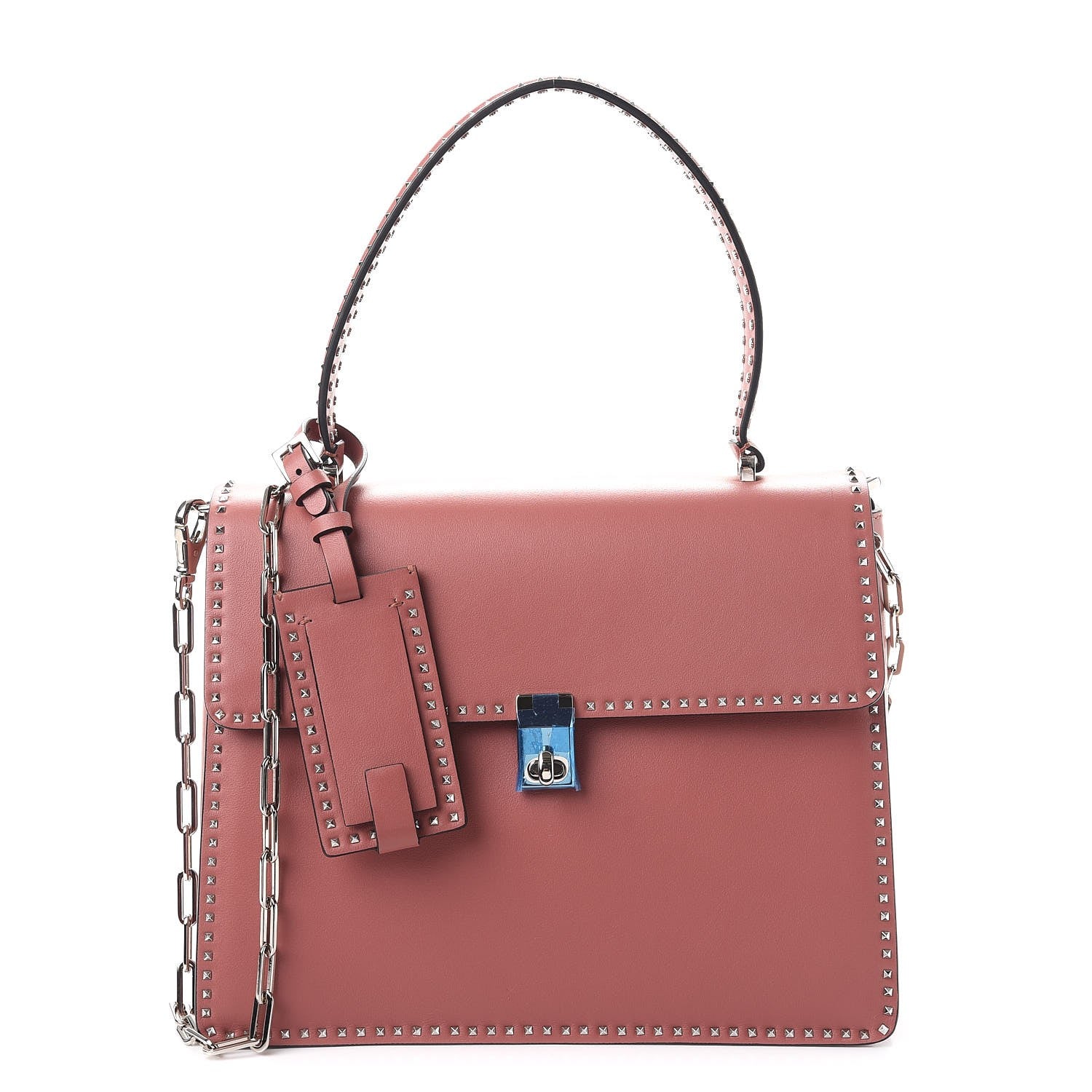 Valentino Garavani Vitello Rockstud Cabana Top Handle Bag Antique Rose 1 of 11