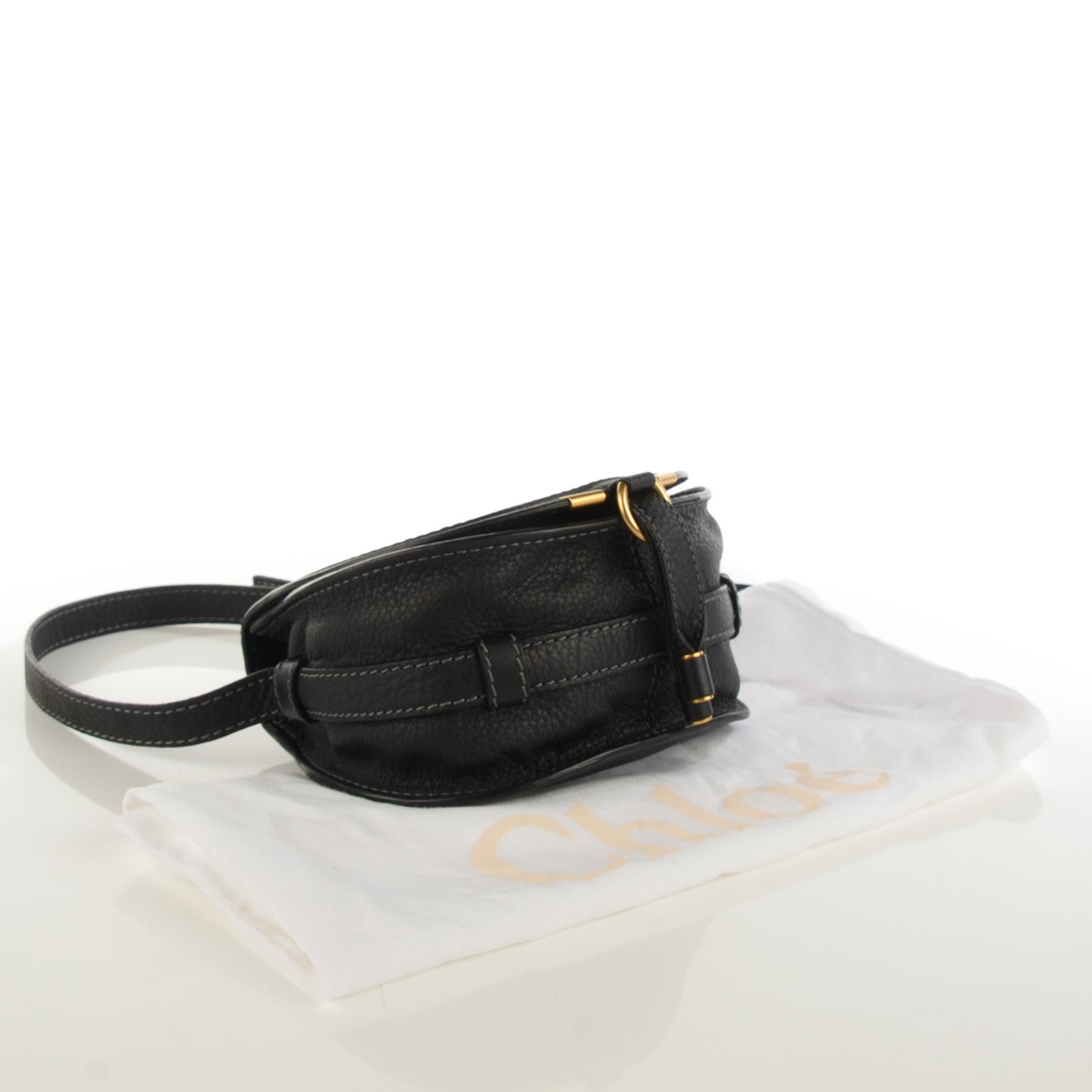 Calfskin Mini Marcie Round Crossbody Bag Black