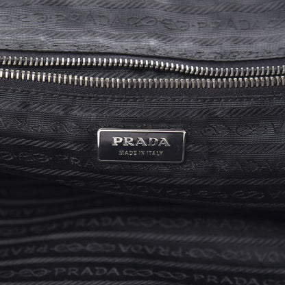 Prada Calfskin Crocodile Embossed Satchel Black 6 of 15